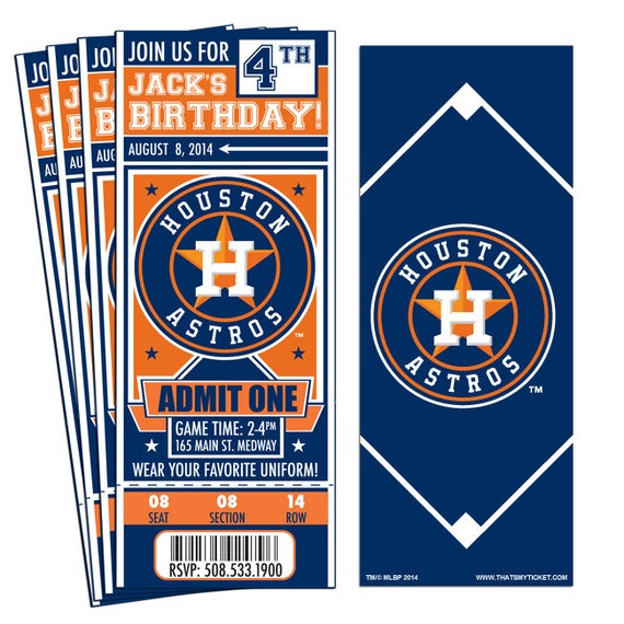 12 Houston Astros Birthday Party Ticket by ThatsMyTicket on Etsy