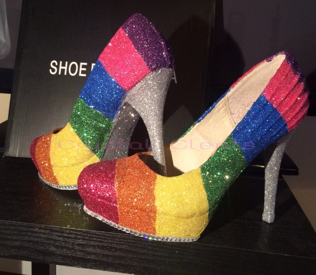Feel the Rainbow hand made stiletto glitter by CrystalCleatss