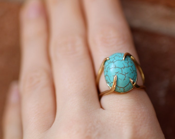 Turquoise ring Gold turquoise ring Blue stone ring Natural stone ring Silver turquoise ring Natural stone Gift idea