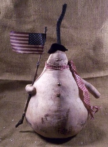 Primitive Grungy Standing Snowman Americana