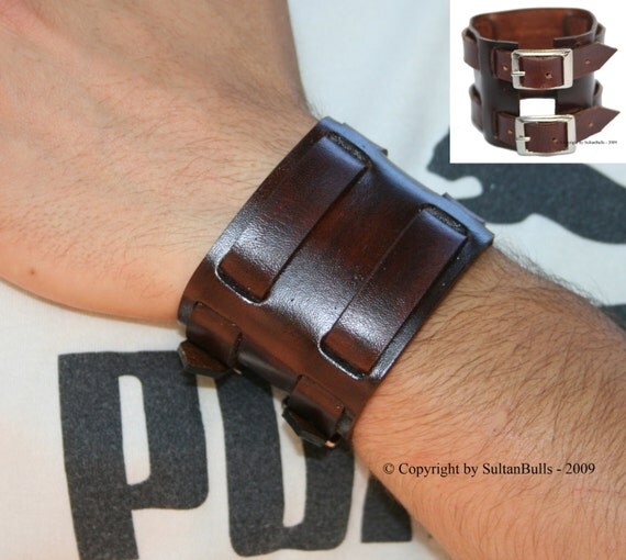 Genuine leather bracelet first class leather cuff men's