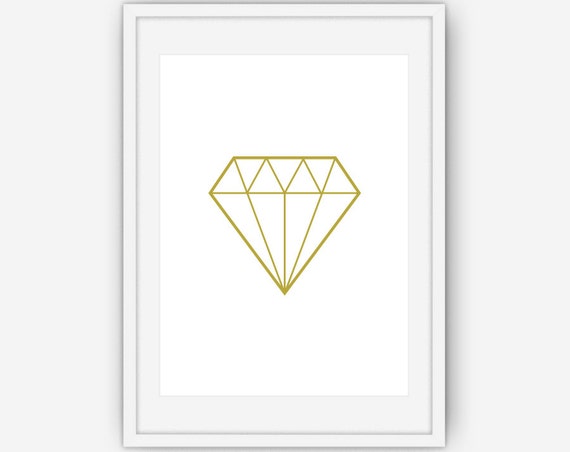 Gold Diamond Print Gold Wall Art Diamond Print Gold Print