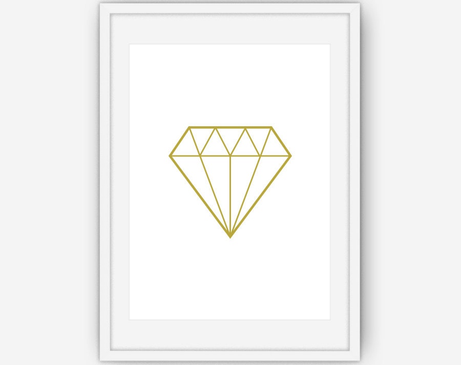 Gold Diamond Print Gold Wall Art Diamond Print Gold Print