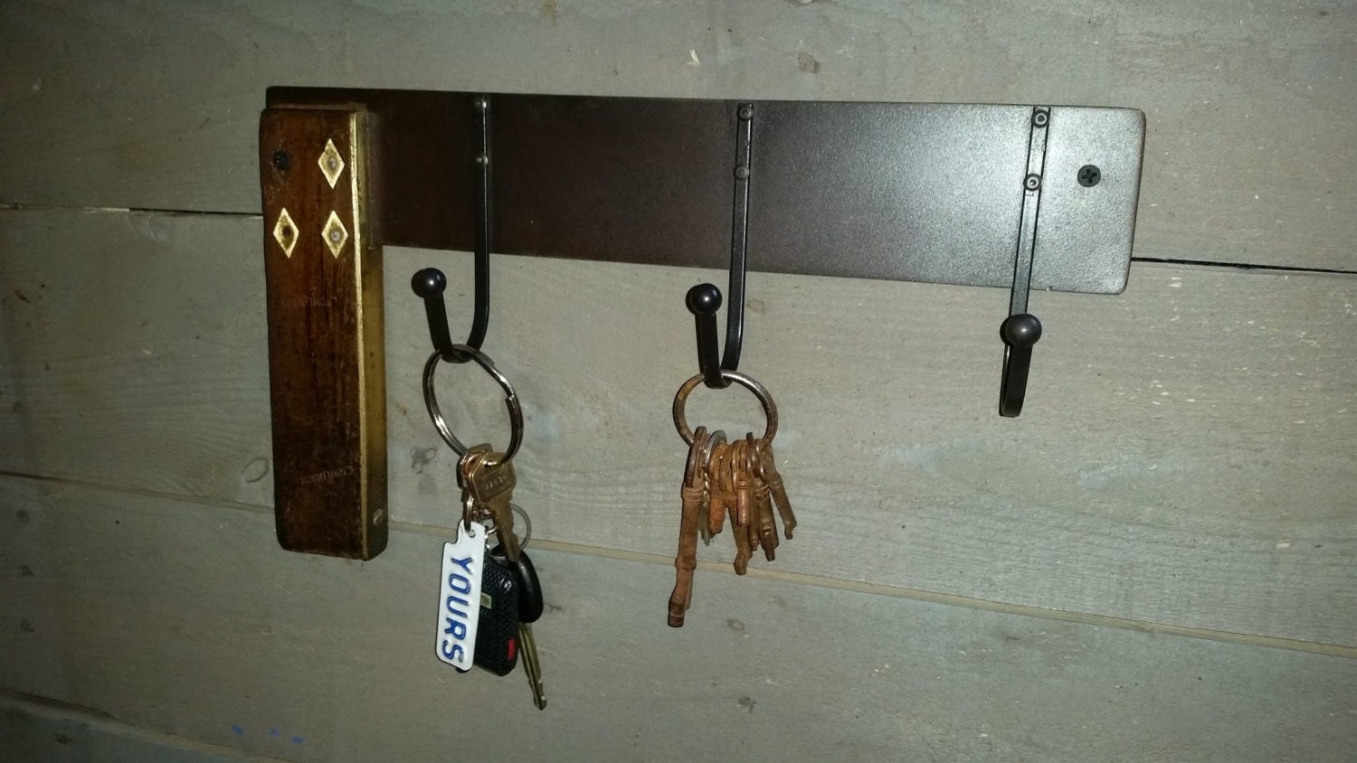 Hooks Key Rack Antique rosewood brass carpenters square