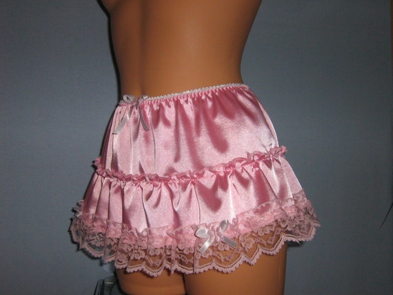 Very Sexy BABY PINK Shiny Satin Slip Skirt with
