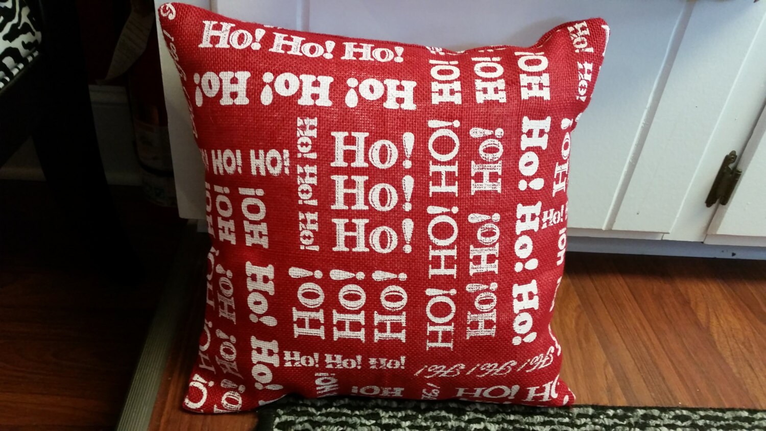Red HOHOHO Pillow cover with Velcro Closure