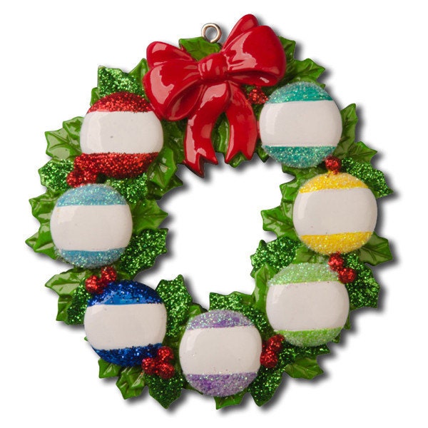 Personalized Wreath Family of 7 Christmas Ornament