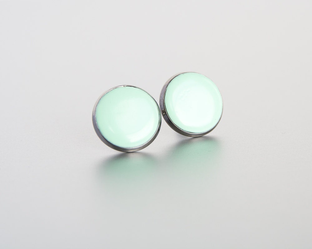 Mint earrings /Mint green earrings / Large stud earrings