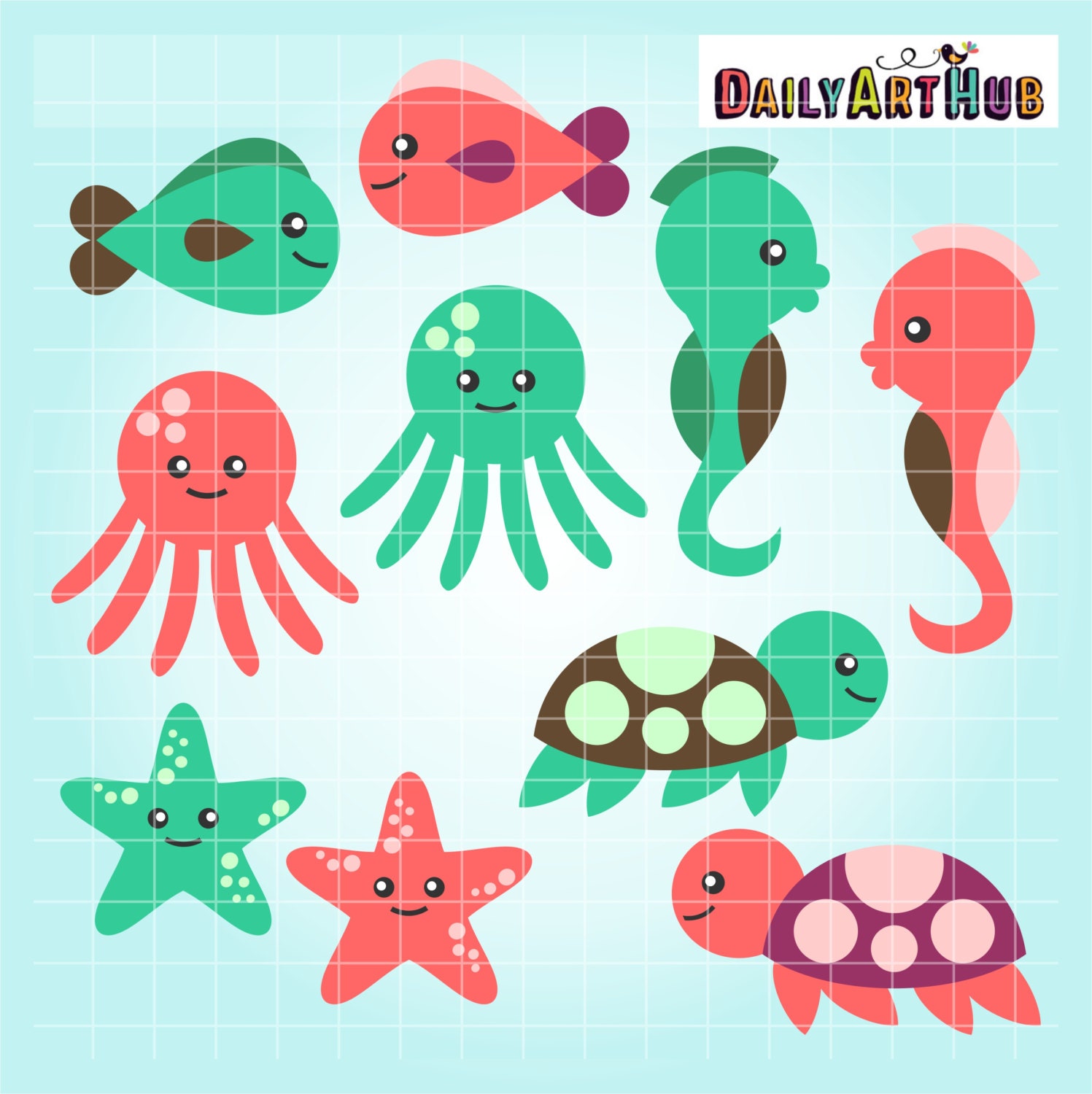 Baby Sea Creatures Clip Art Swimming Clipart Underwater