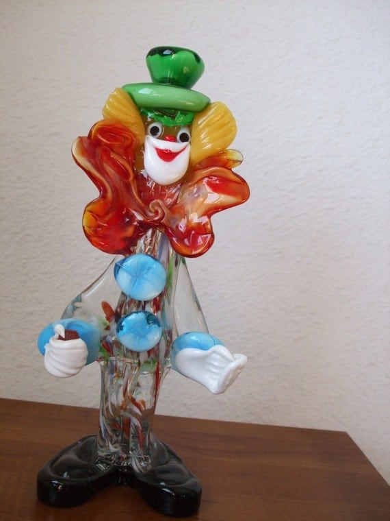 Vintage Murano Glass Clown with Orange by ColmenarCollectables