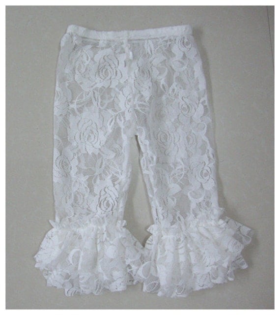White ruffled lace leggings Girls lace by PoshLittleMunchkins