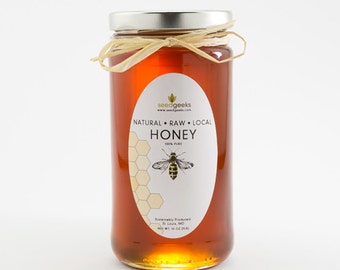 Artisan Raw Honey - 16oz (1lb) - All natural, treatment free, 100% pure, raw wildflower honey