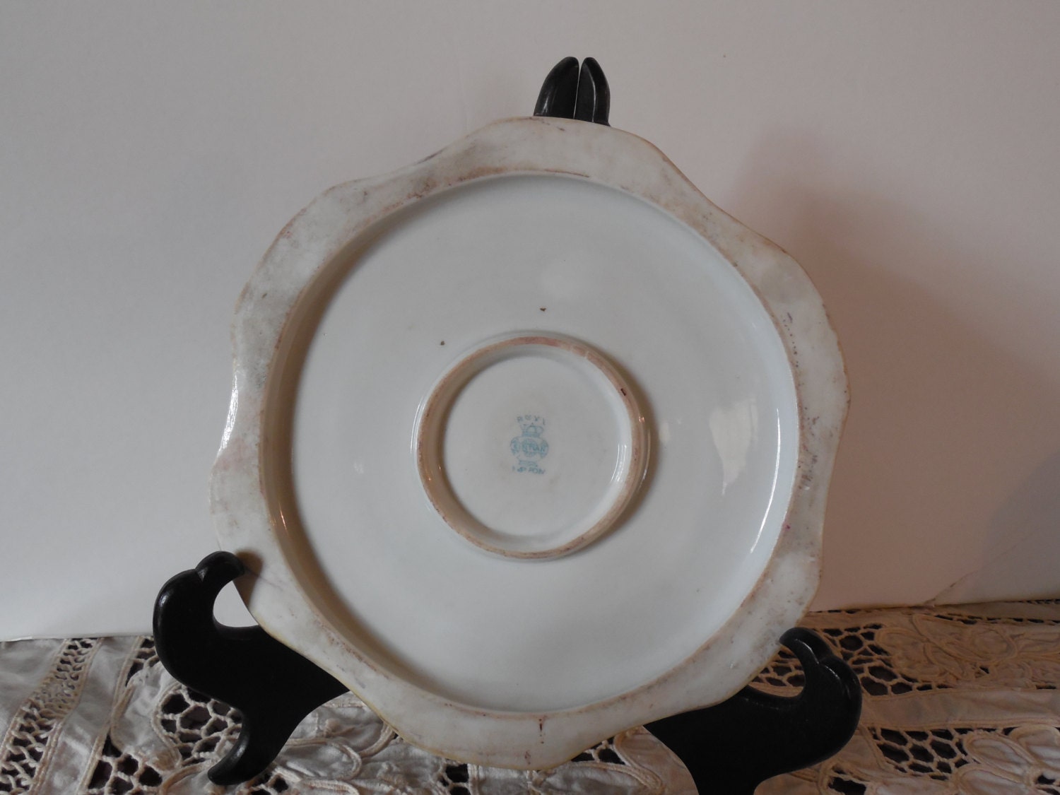 Royal Kinran Nippon 6 3/4 Floral Painted Trivet Vintage