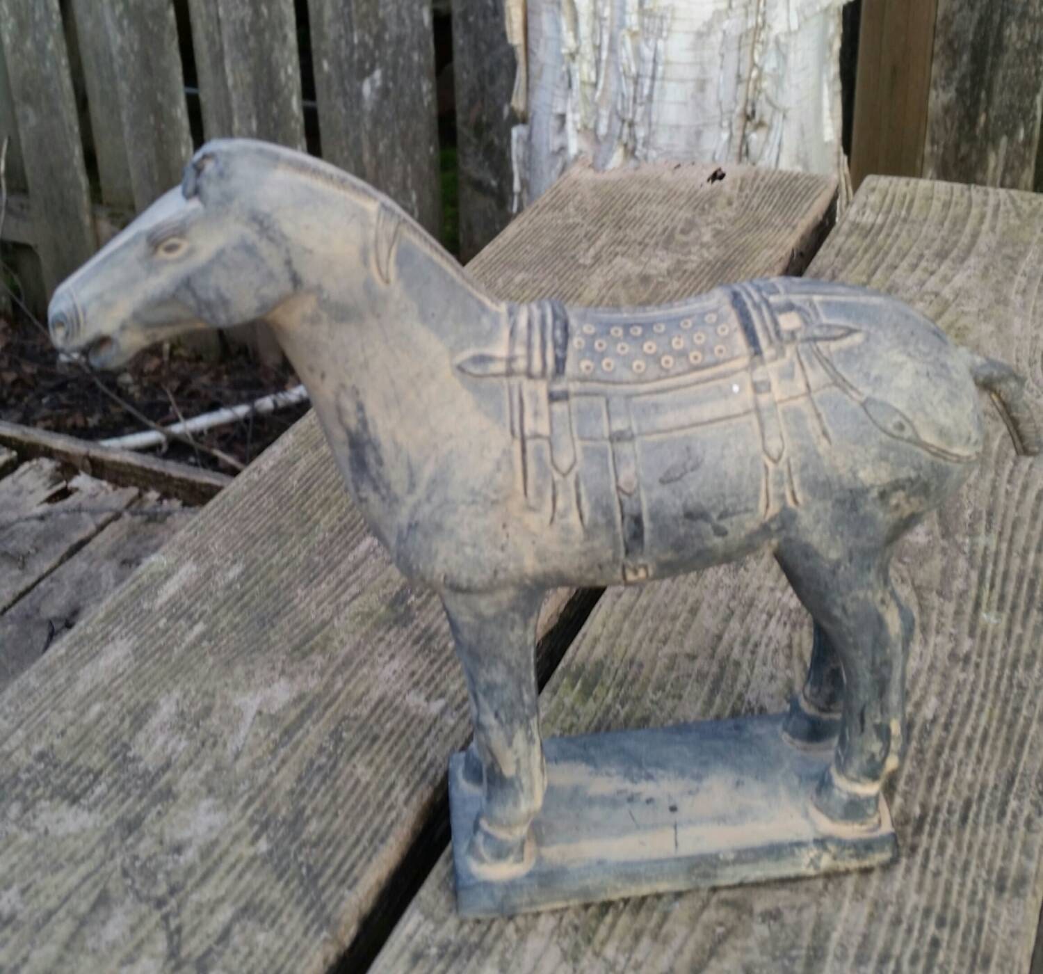 Antique Chinese Terracotta Horse Statue by VivaEclecticVintage