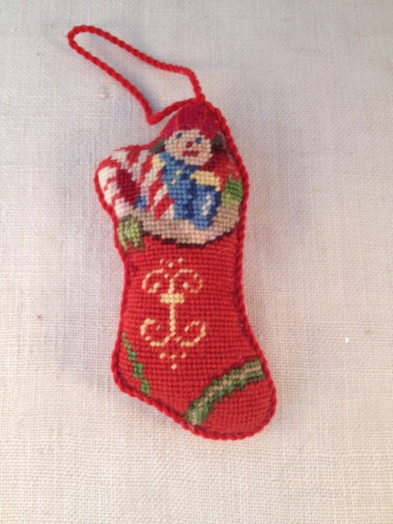 Vintage Needlepoint Christmas Ornament