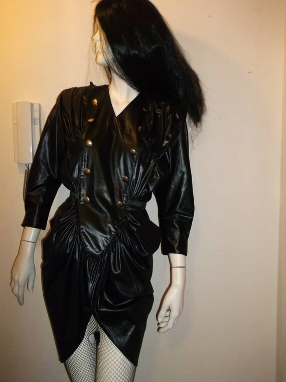 Vintage 80's Wet Look Dress 14-16 by Vintagegothboutique on Etsy