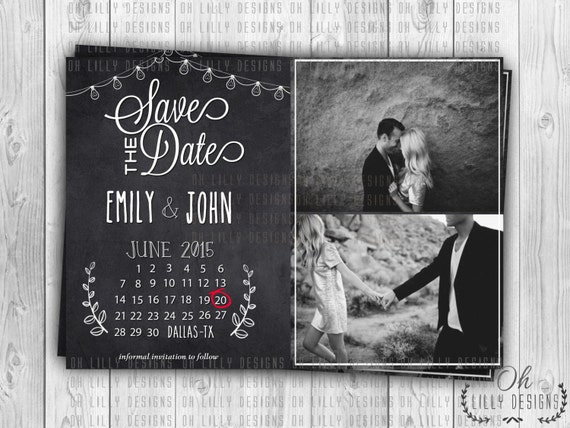 chalkboard save the date save the date invites by ohlillydesigns