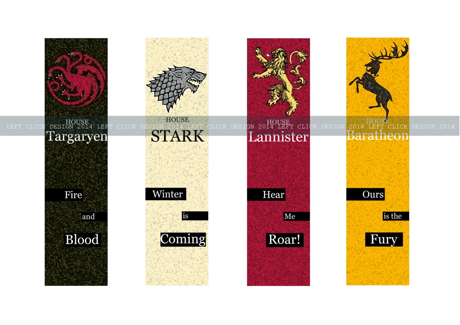Game Of Thrones House Sigils/Mottos Set of 4 by LeftClickDesign
