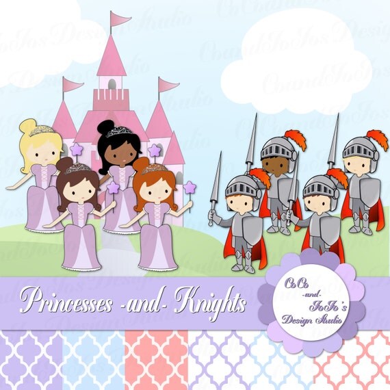 Princess and Knight Clip Art Instant Digital Download PNG