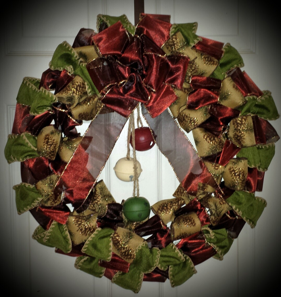 Festive Jingle Bells Ribbon Wreath