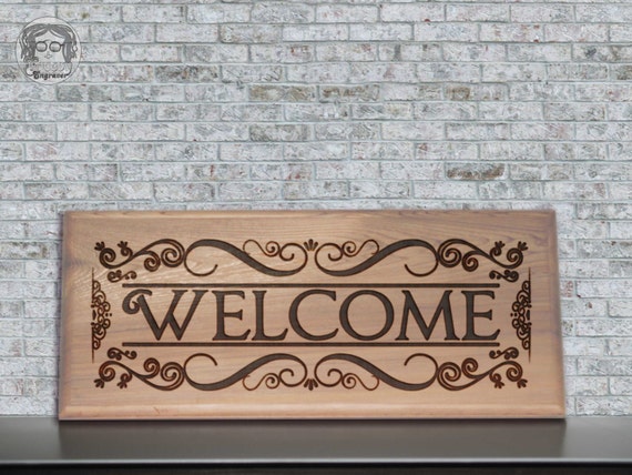 Items similar to Engraved Welcome Wood Art Sign on Re-Claimed, Re ...