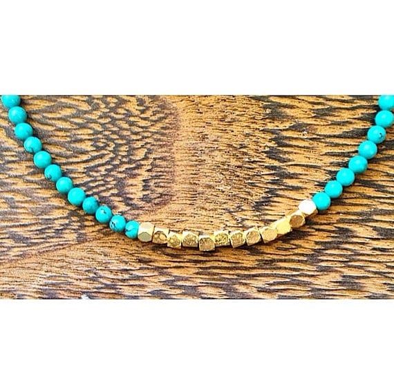 gold vermeil and tiny turquoise beaded bracelet ••• delicate jewelry