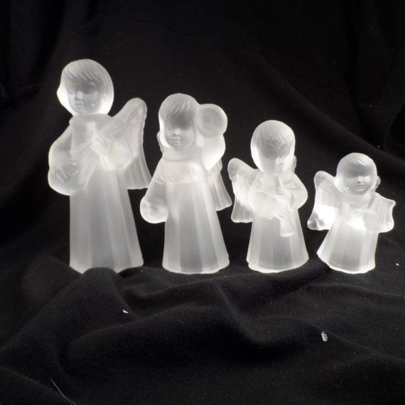 Angel Candle Holders4 Frosted Glass Angel Candle Stick