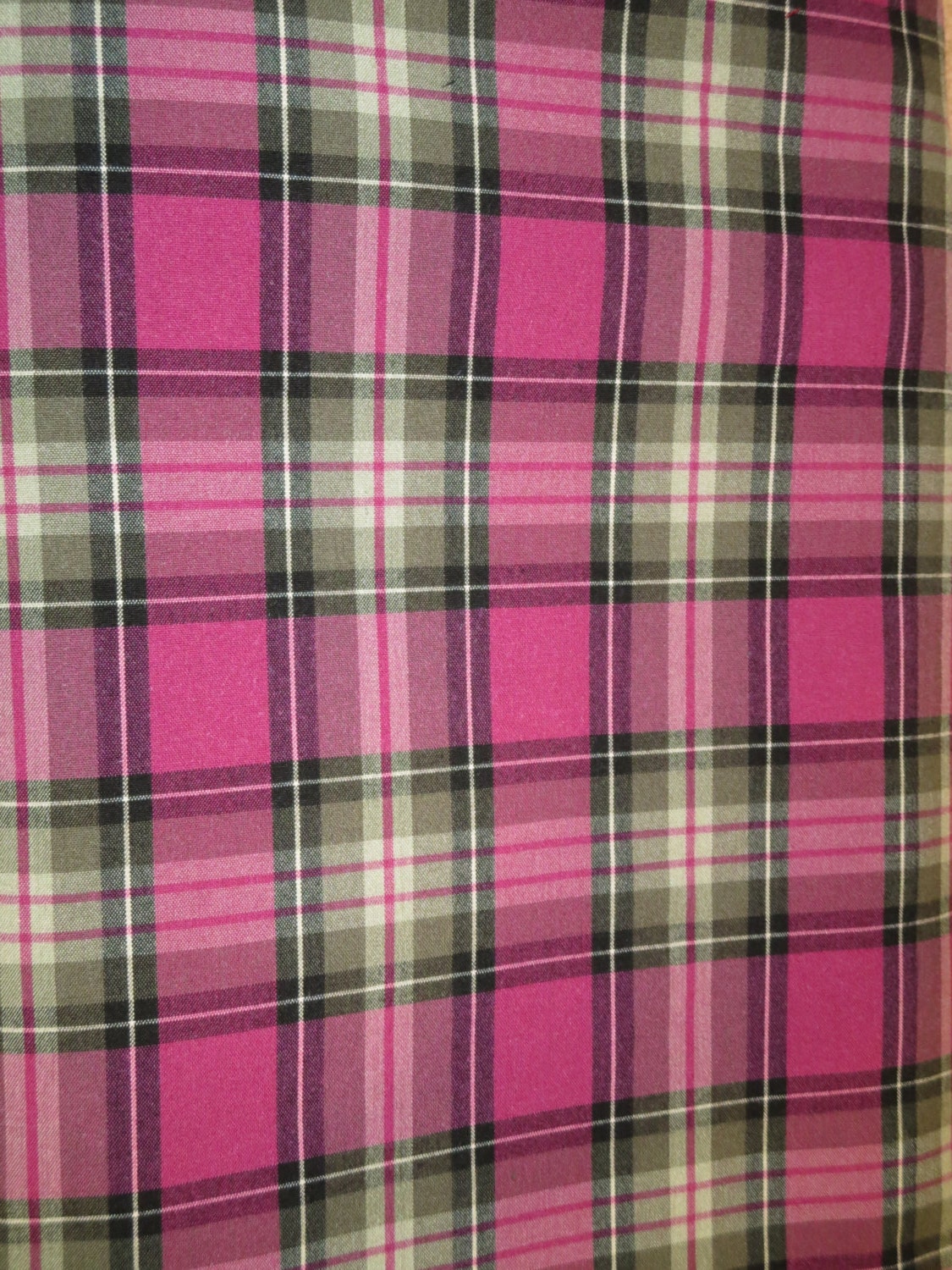 By Yard Only Pink Gray Tartan Plaid Fabric Poly by SOHOSKIRTS