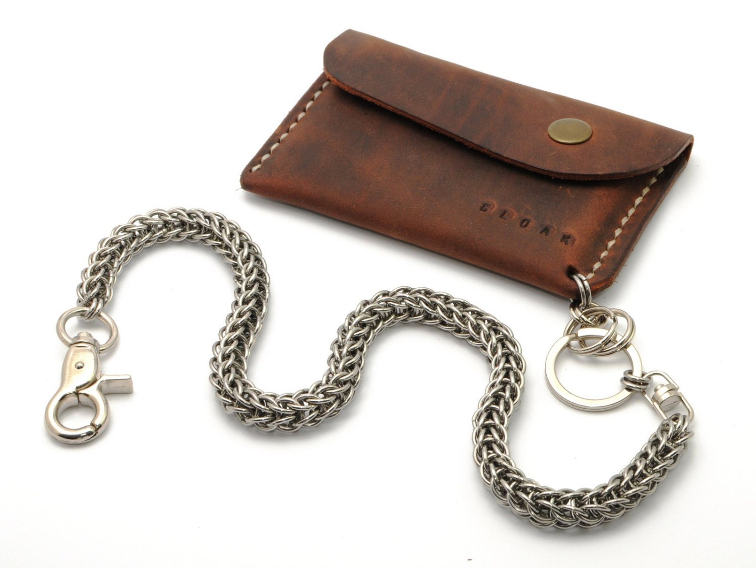 Leather Minimal Slim Wallet with Chain | Wallet ...