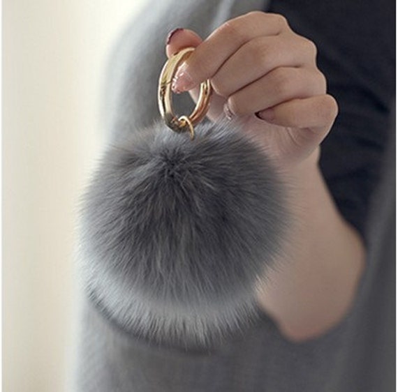 pom ball keychain pom Fur Bag chain Real Keychain Pom Pom Fluff Ball fur Handmade Ball Key