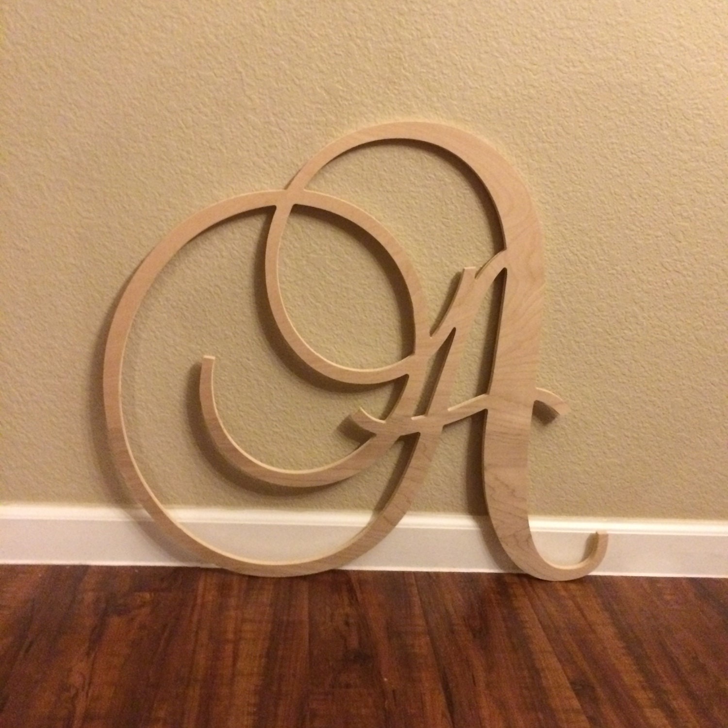 Large 24 inch Unpainted 1 Letter Script Font 24 Wooden