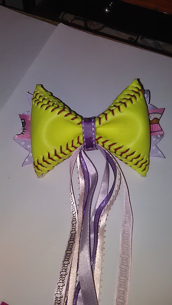 Softball Hair Bow by iheartcraftingstuff on Etsy