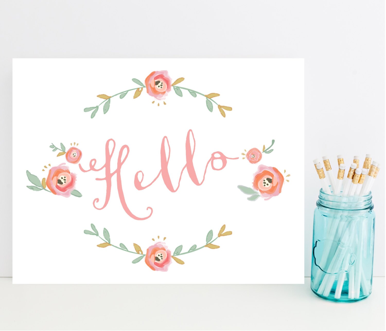 Hello Greeting Card Thinking of You Sweet Friendship Card