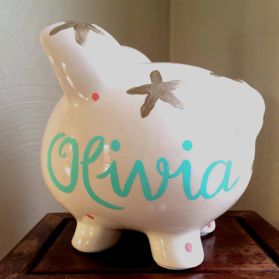 Personalized Hand Painted Piggy Bank