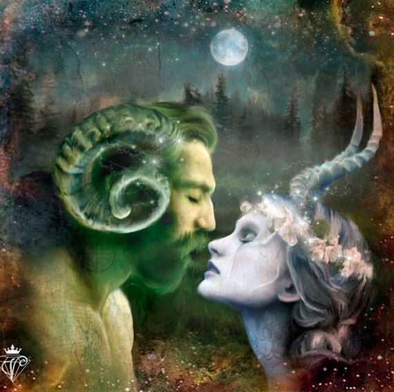 Love Horned God Goddess Art Print Altar Magic Pagan Wicca