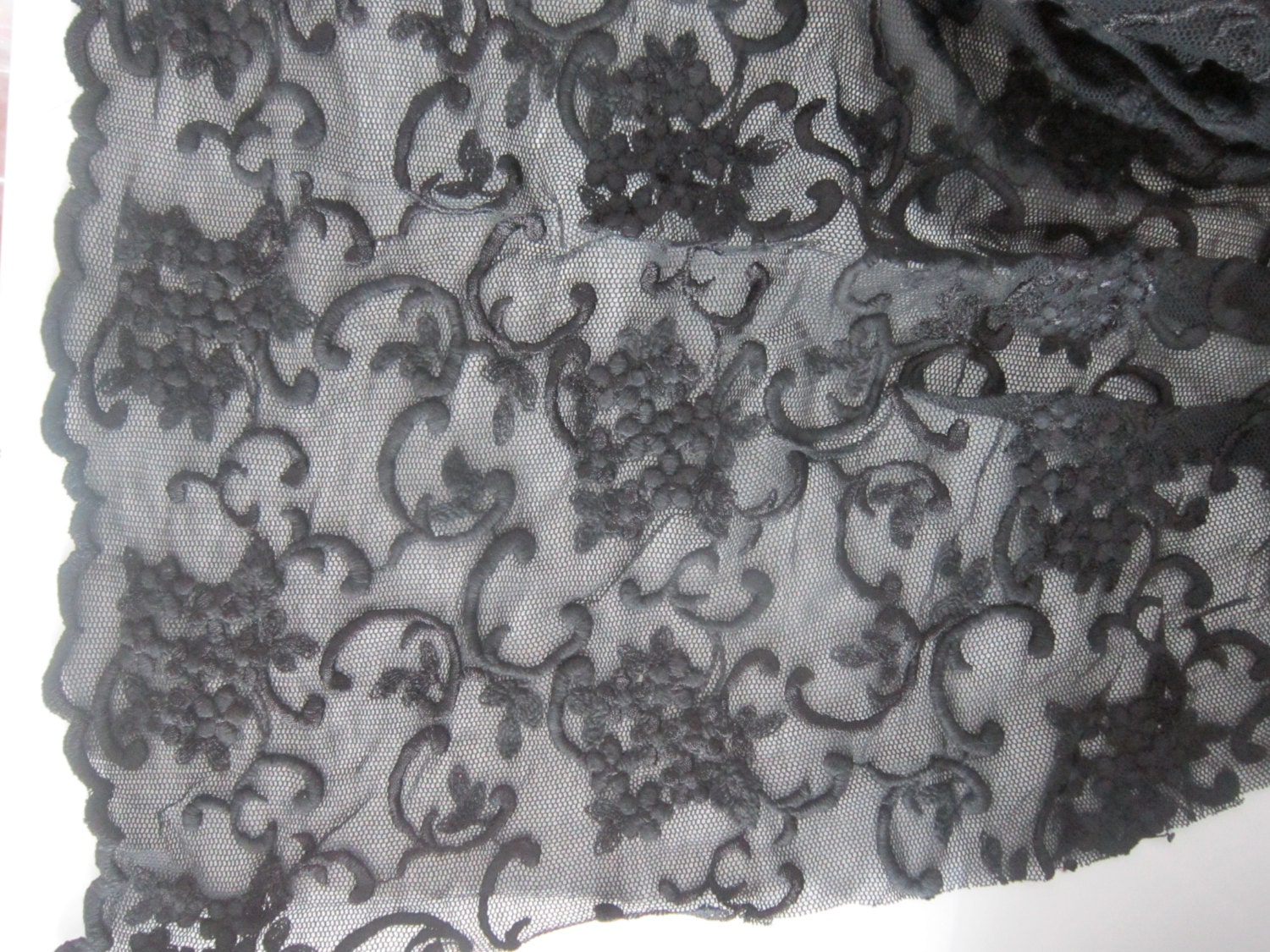 Black Lace Fabric by the Yard Black Sheer Net Lace Cotton