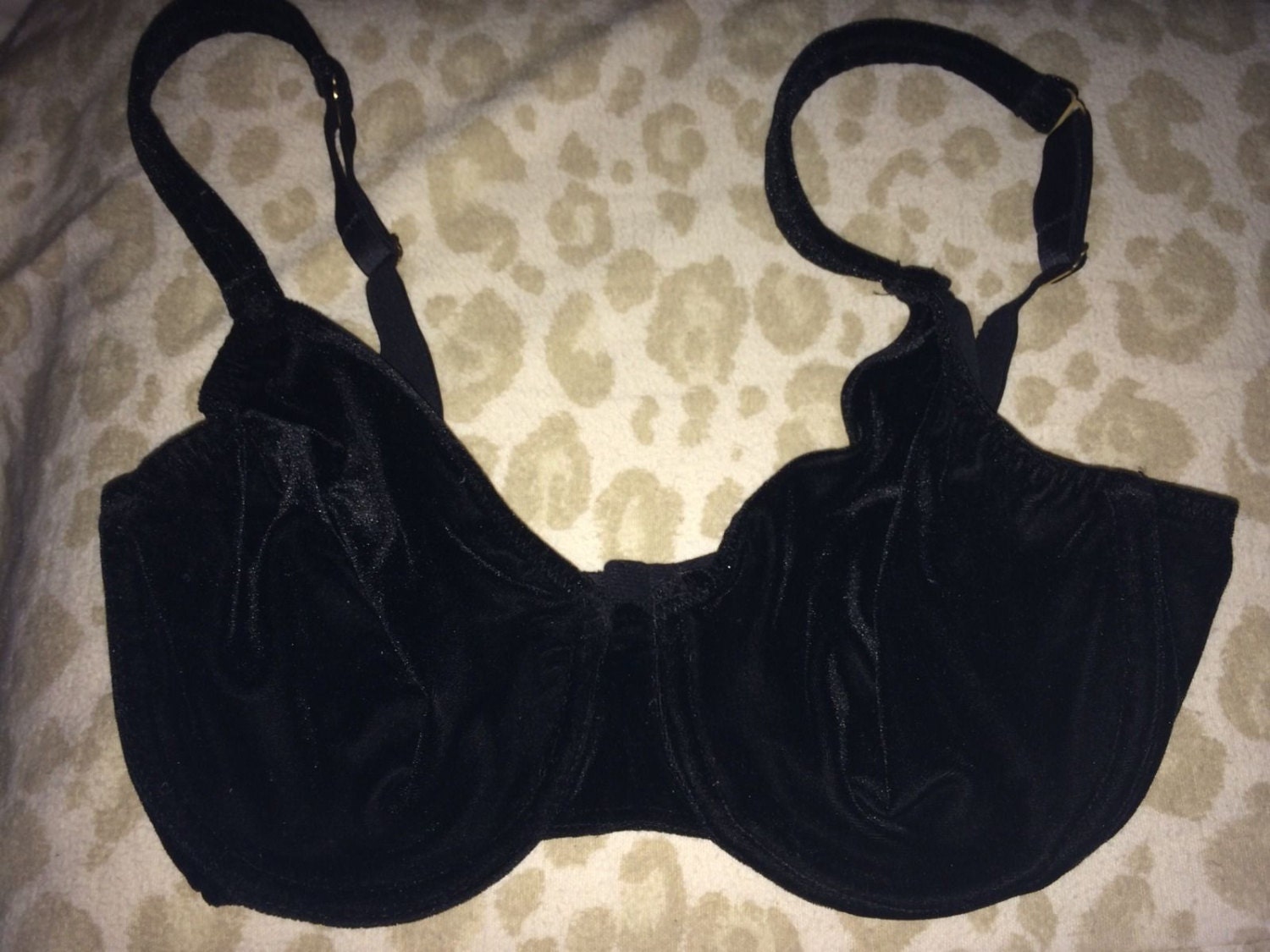 Vintage Warners Bra Black Velvet Velour Beware by LilVintageVixen