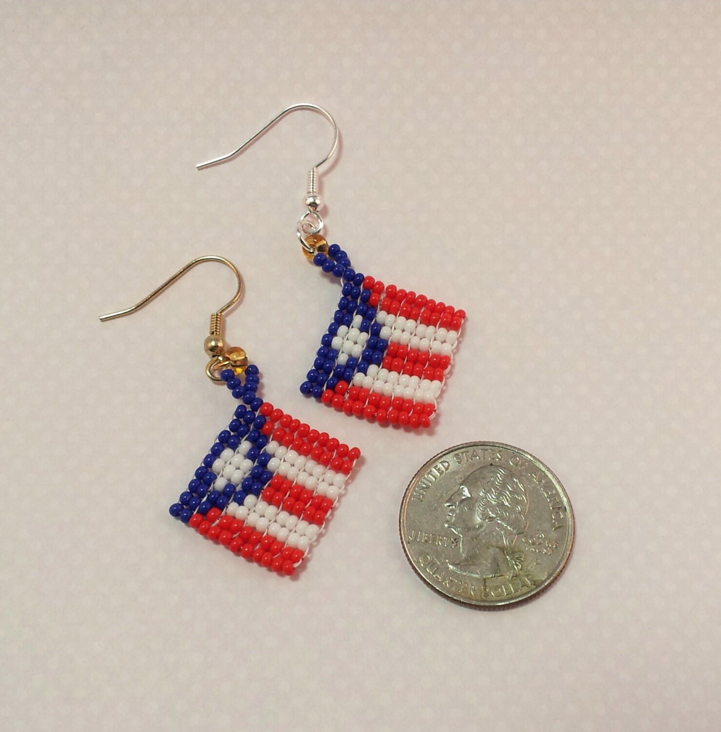 Puerto Rican Flag Earrings Beaded Puerto Rican by QueXopaPanama