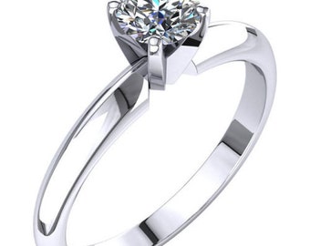 Diamond Engagement Ring Solid 14K White Gold Solitaire 0.50 Carats F VS2