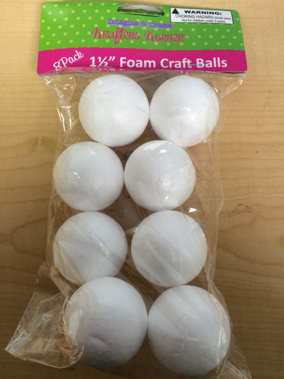 Foam Craft Balls 1 1/2 8 Pack
