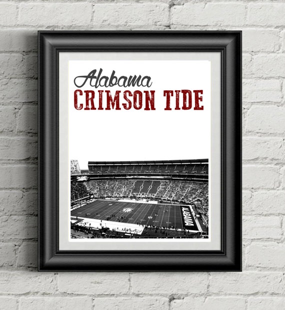 Alabama Crimson Tide Football Stadium Art by SportsPrintables