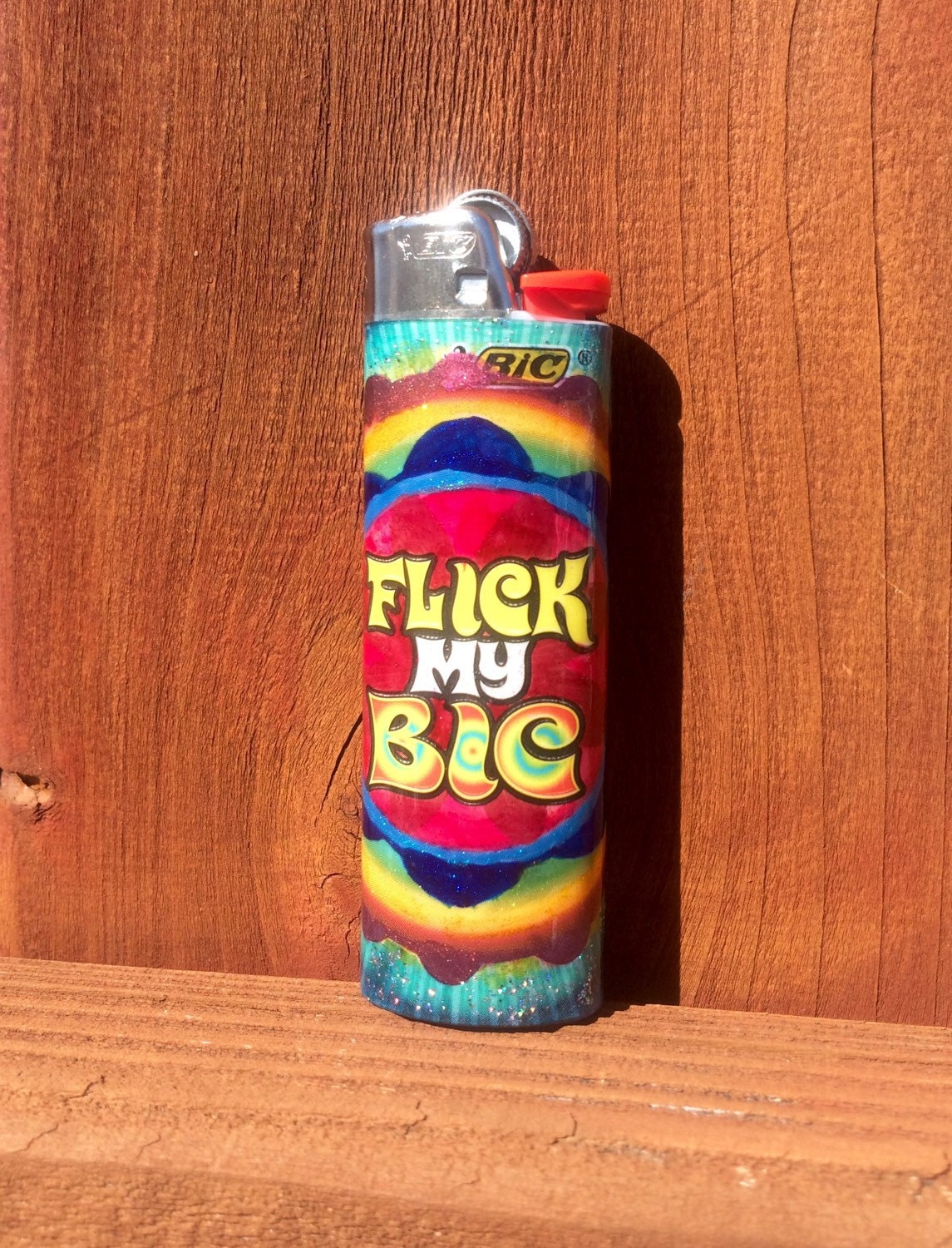 Rainbow Flick My Bic painted lighter glitter lighters