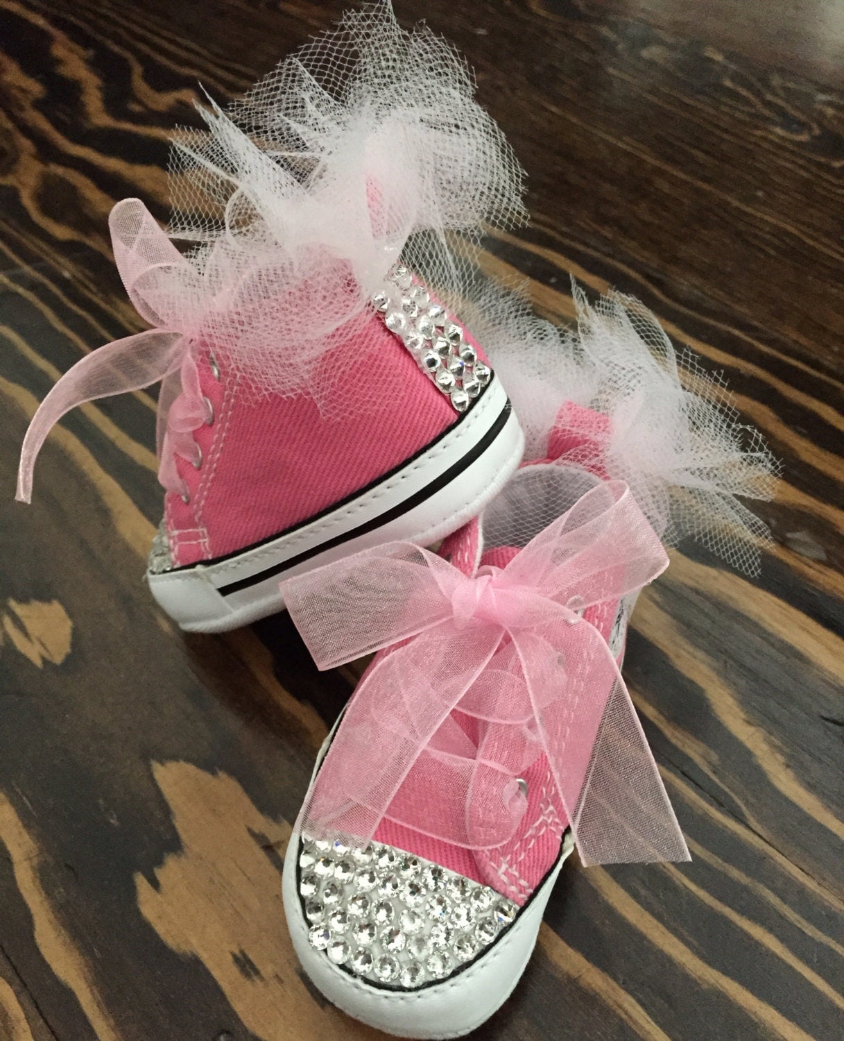 Pink bling converse soft bottom converse Swarovski bling