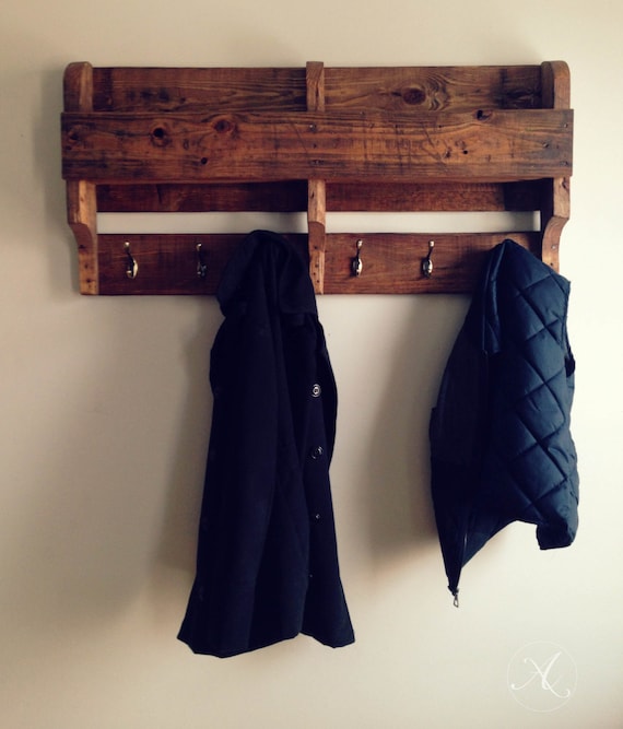 Wood Coat Rack Wall with Shelf / 6 hook / Wooden pallet