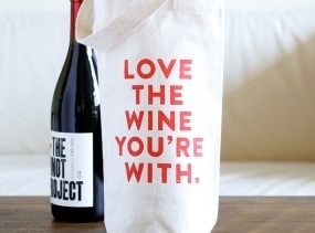 Wine Tote  - Cotton Canvas Wine Tote Bag - Bridesmaid Gift - Love the Wine You're With