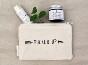 Pucker Up Lip Balm and Lip Scrub Gift Set with Canvas Zipper Pouch