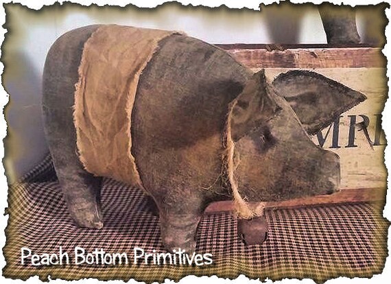 ePattern Dem Hogs Primitive Pig Bowl Fillers Tucks Sewing