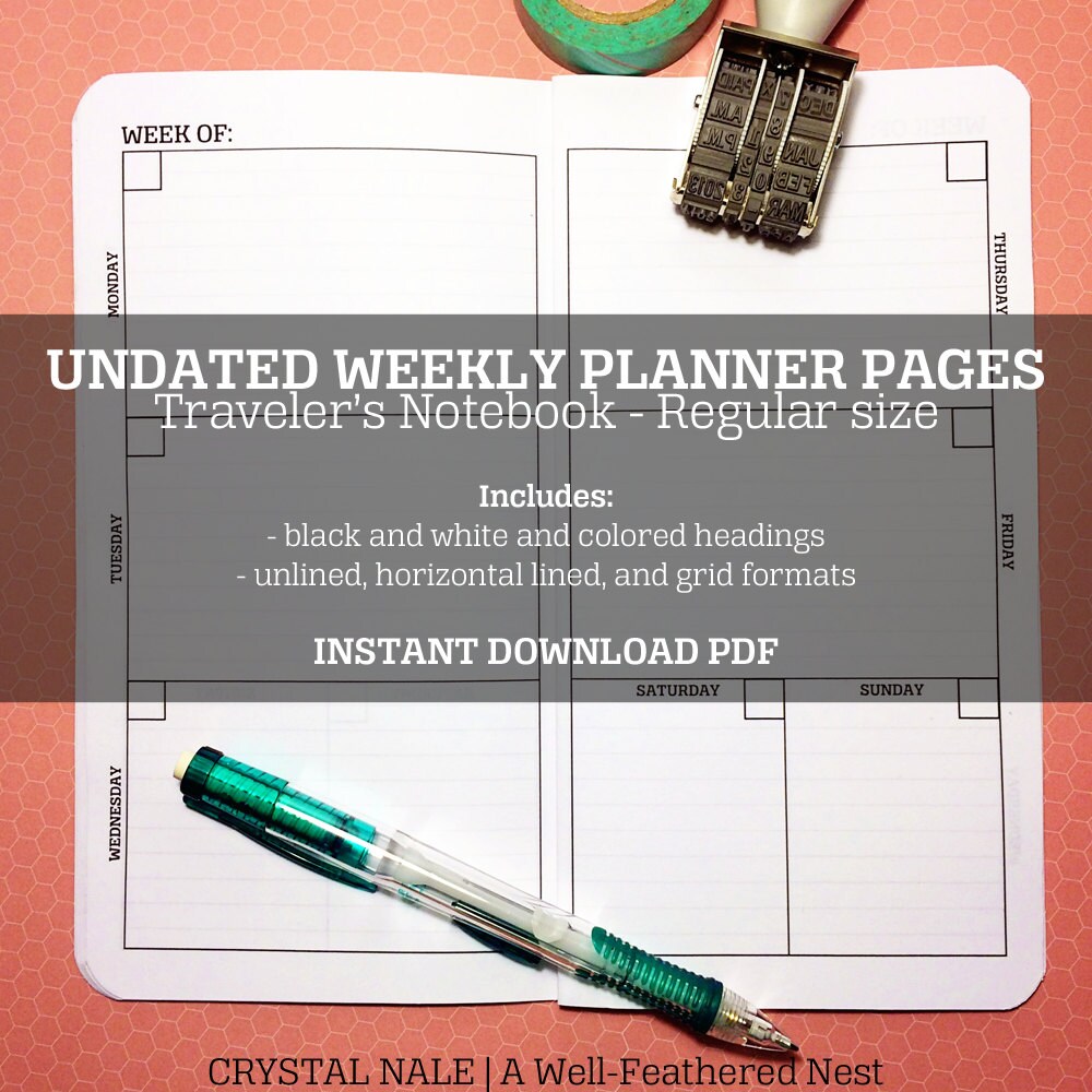 Traveler's Notebook Printable Weekly Planner regular