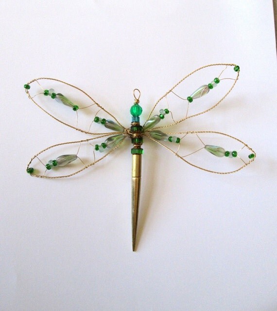 Items similar to Wire Wrapped Dragonfly Suncatcher Wall Hanging on Etsy