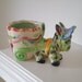 Vintage Ceramic Donkey and Cart Flower Pot / Planter - Made in Japan - Circa 1950s